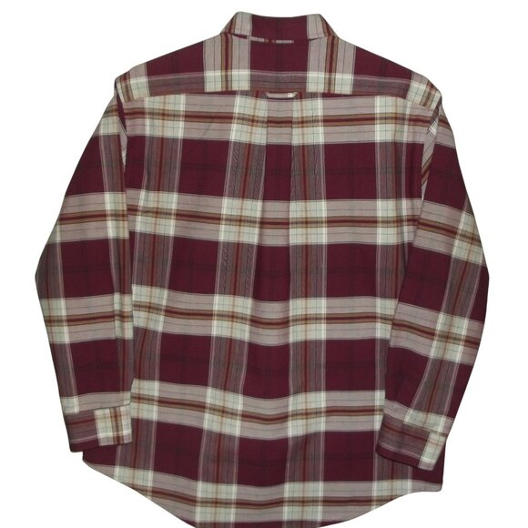 Towncraft Shirt Mens Sz Large Plaid Button-Up Long Sleeve Burgundy Wrinkle Free - Picture 2 of 11